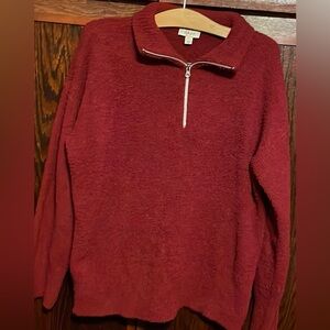 Style & Co. Brick Red NWOT teddy bear knit 3/4 zip collar